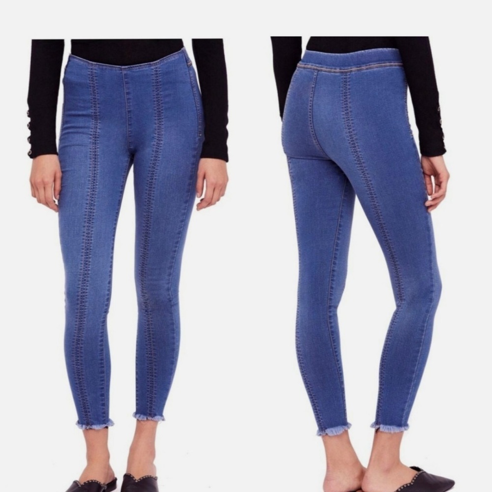 Free People Blue Straight Leg Jeans - Picture 2 of 8